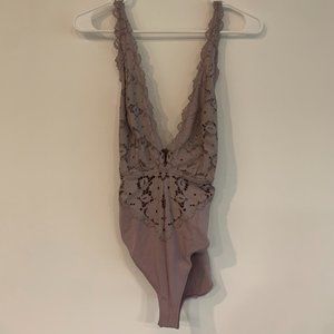 Purple Lace Plunge Bodysuit